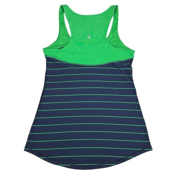 LULULEMON Run: First Base Tank Size 4 Slalom Stripe Inkwell / Green Bean - Picture 7 of 8